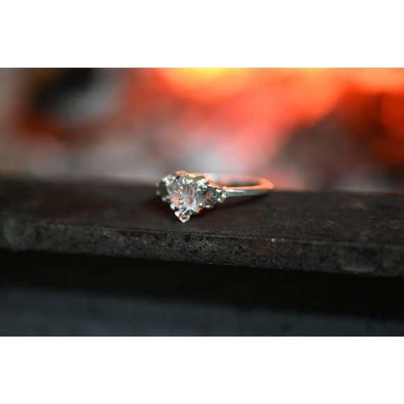 Montana sapphire and Lake county diamond engagement ring .925 sterling s… - Picture 5 of 6